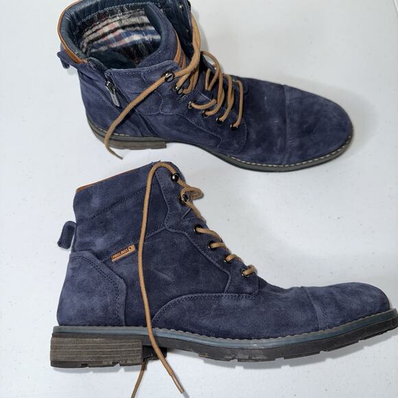 Pikolinos Men’s York Cap Toe Boots Blue Suede Leather Size 43 - Picture 1 of 8